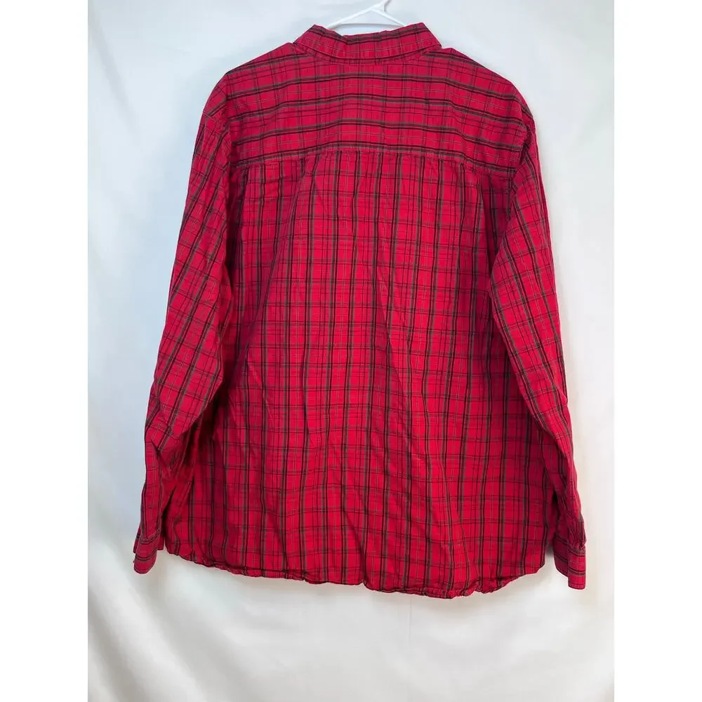 Disney Store Men's Red Plaid Button Down Lightweight Shirt - XL